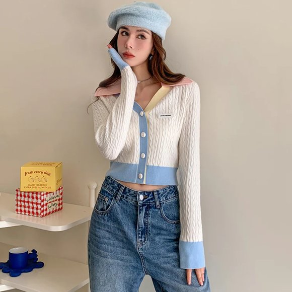 MacyMccoy Color Blocked V-Neck Knit Cardigan Size S - Picture 5 of 10